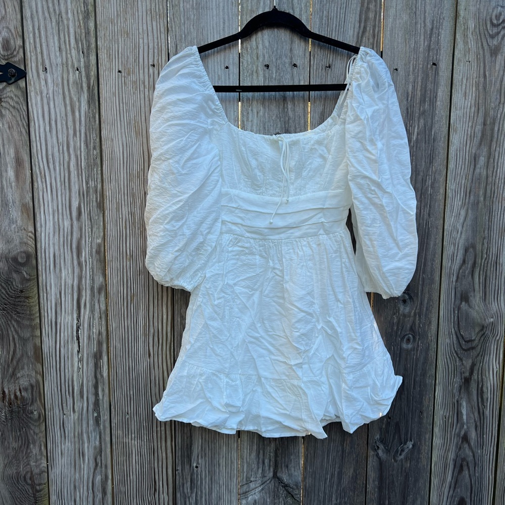 COUSIN COUTURE White Balloon Sleeve Dress Women’s Small NWT NEW